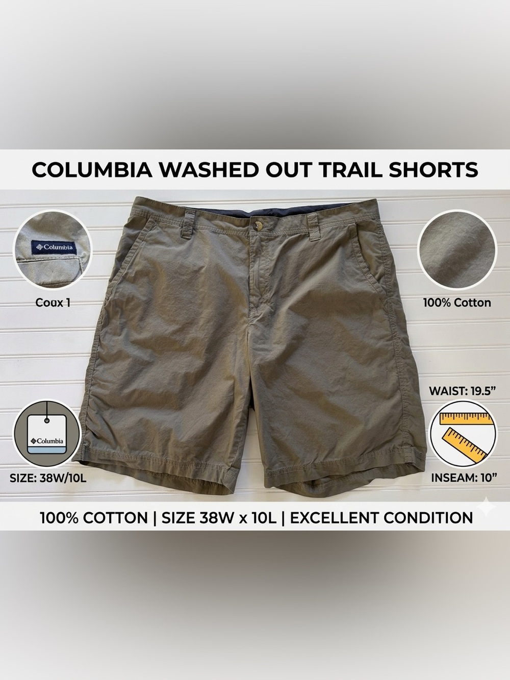 Columbia Men’s Washed Trail Shorts - Olive Green